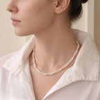 925 Sterling Silver 2.5-3mm Freshwater Pearl Twisted Double Strand Choker Necklace