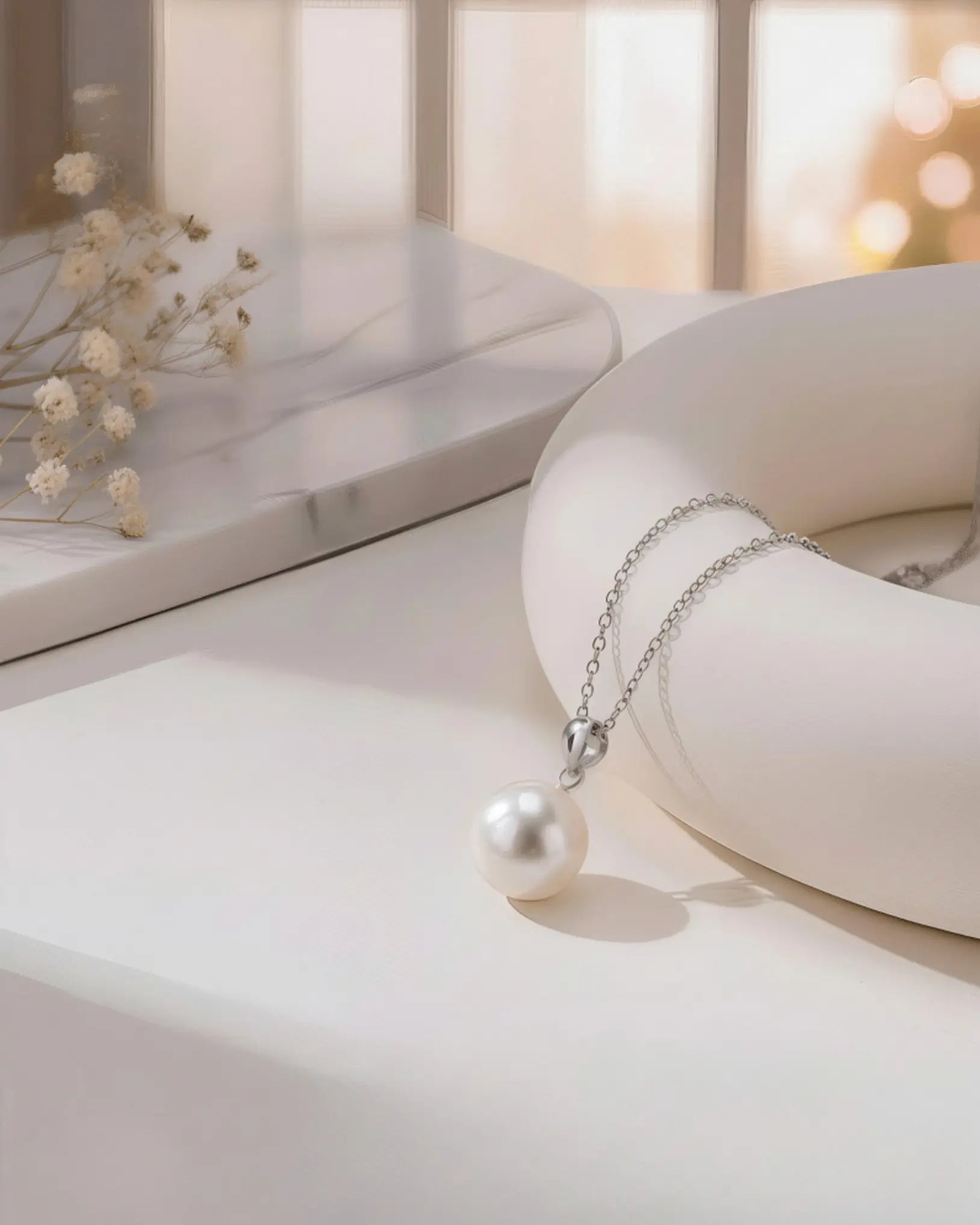 Aeliana - AAA Grade Round Freshwater Pearl Solitaire Pendant