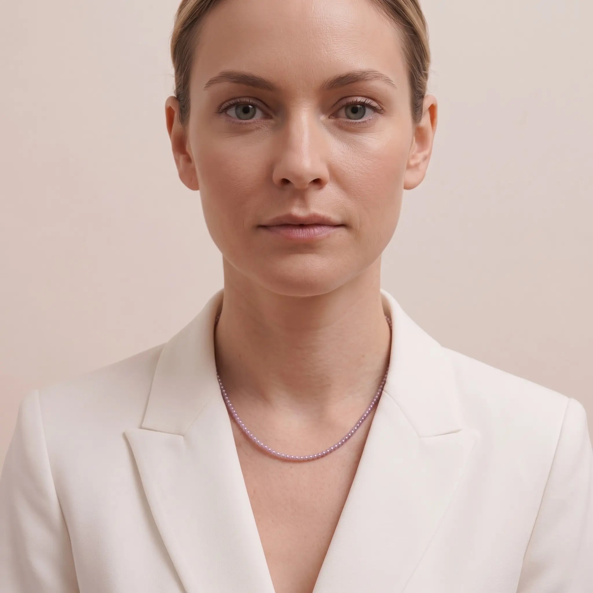 Cultured 3-3.5mm Lavender Purple Pearl Station Necklace