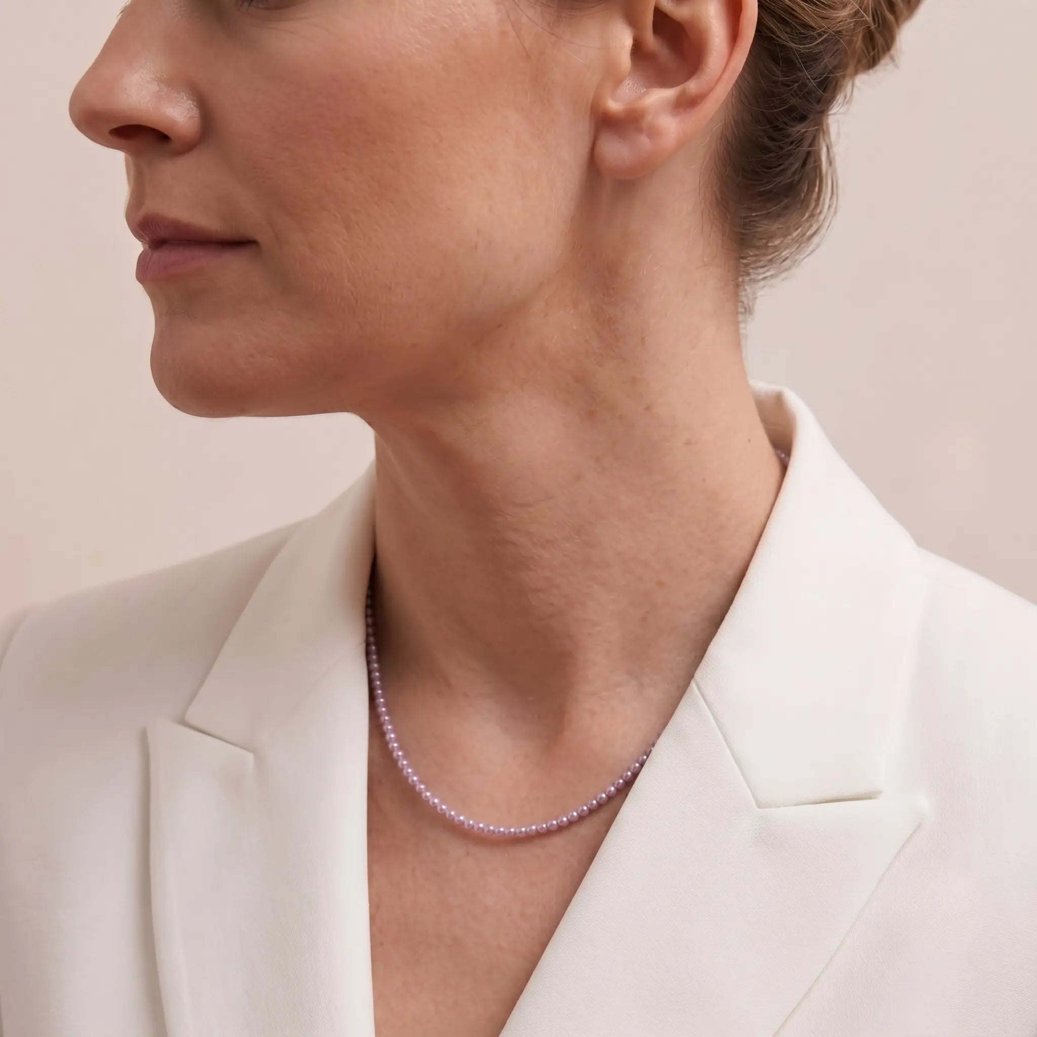 Cultured 3-3.5mm Lavender Purple Pearl Station Necklace