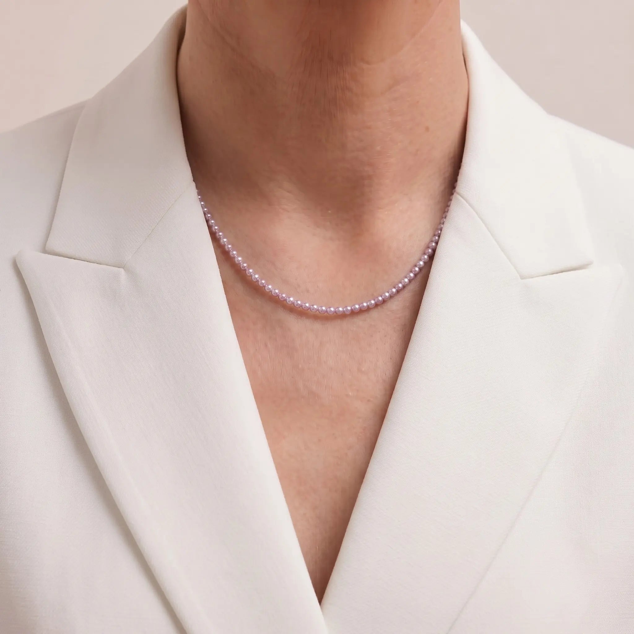 Cultured 3-3.5mm Lavender Purple Pearl Station Necklace