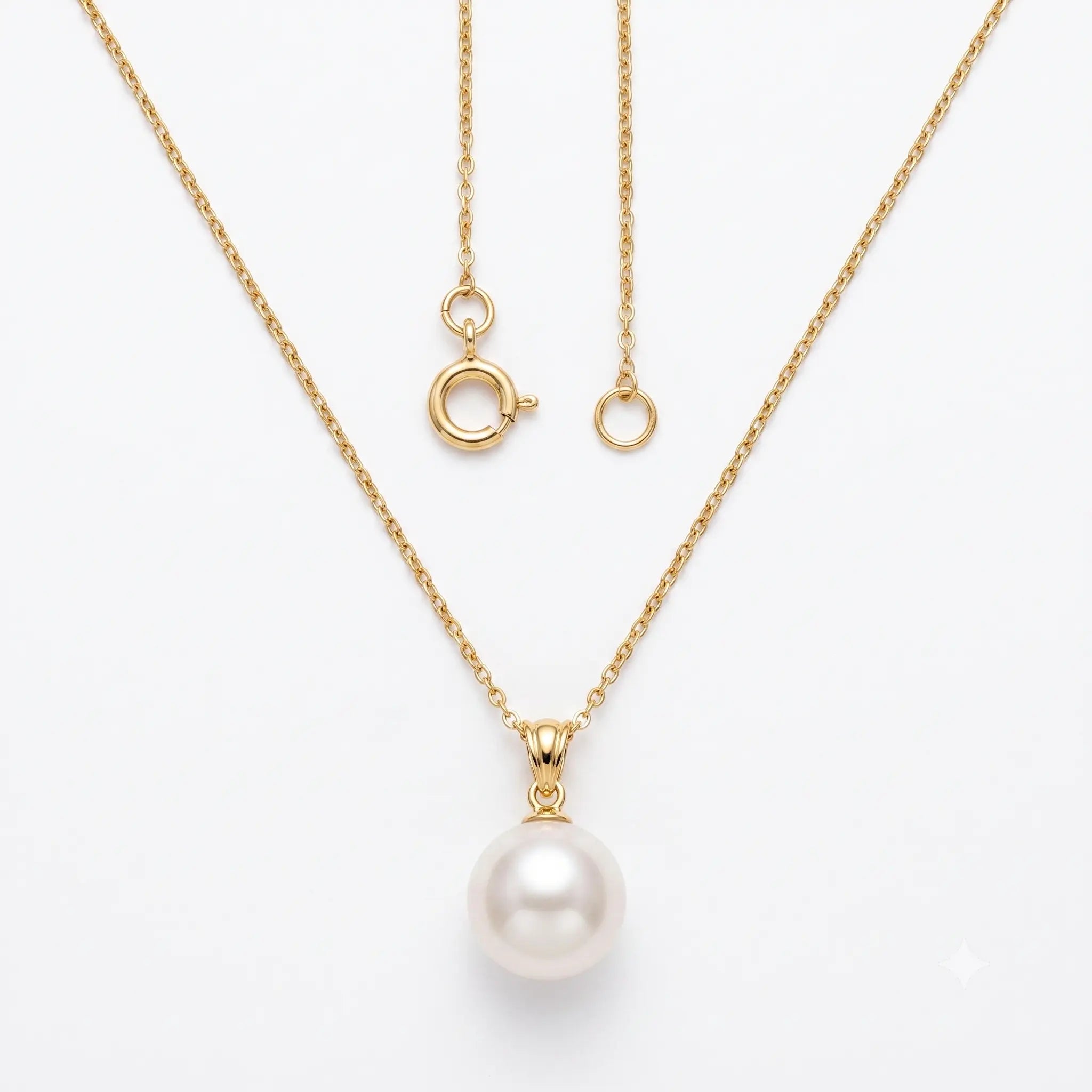 18K Gold 10-10.5mm White Edison Pearl Teardrop Pendant Necklace for Women