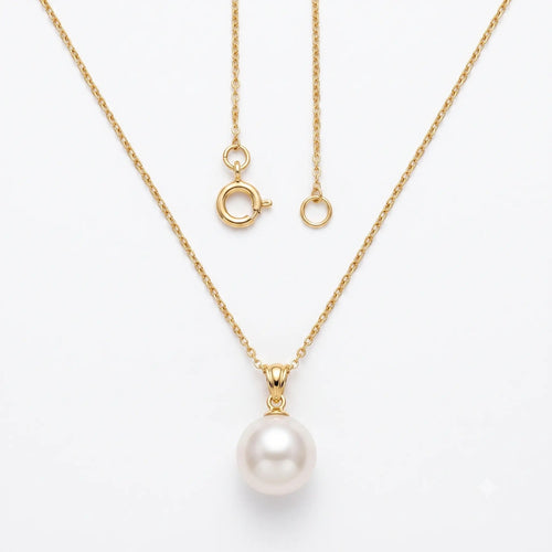 18K Gold 10-10.5mm White Edison Pearl Teardrop Pendant Necklace for Women