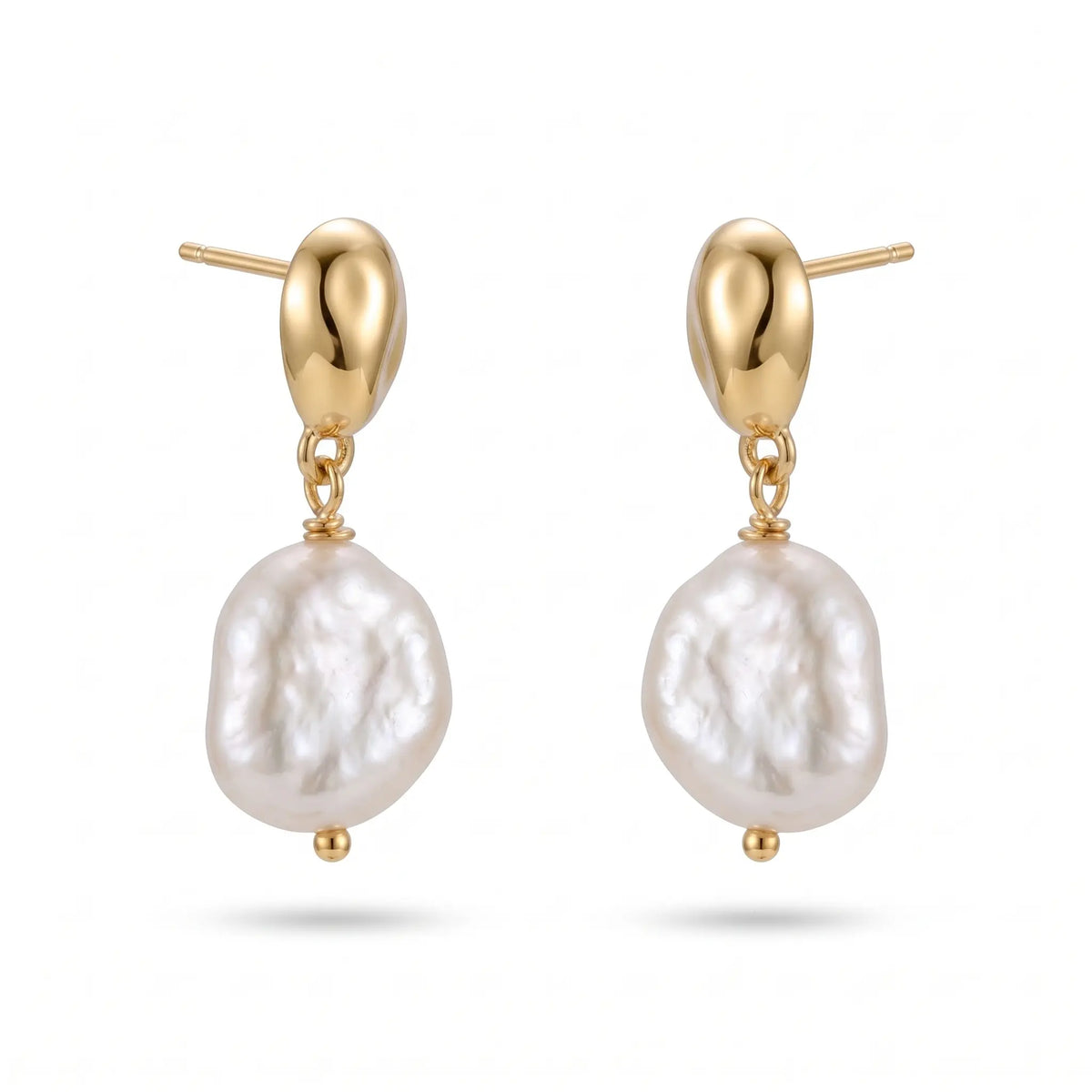Elegant 7-8mm Irregular Freshwater Pearl Dangles in 18K Gold Plated