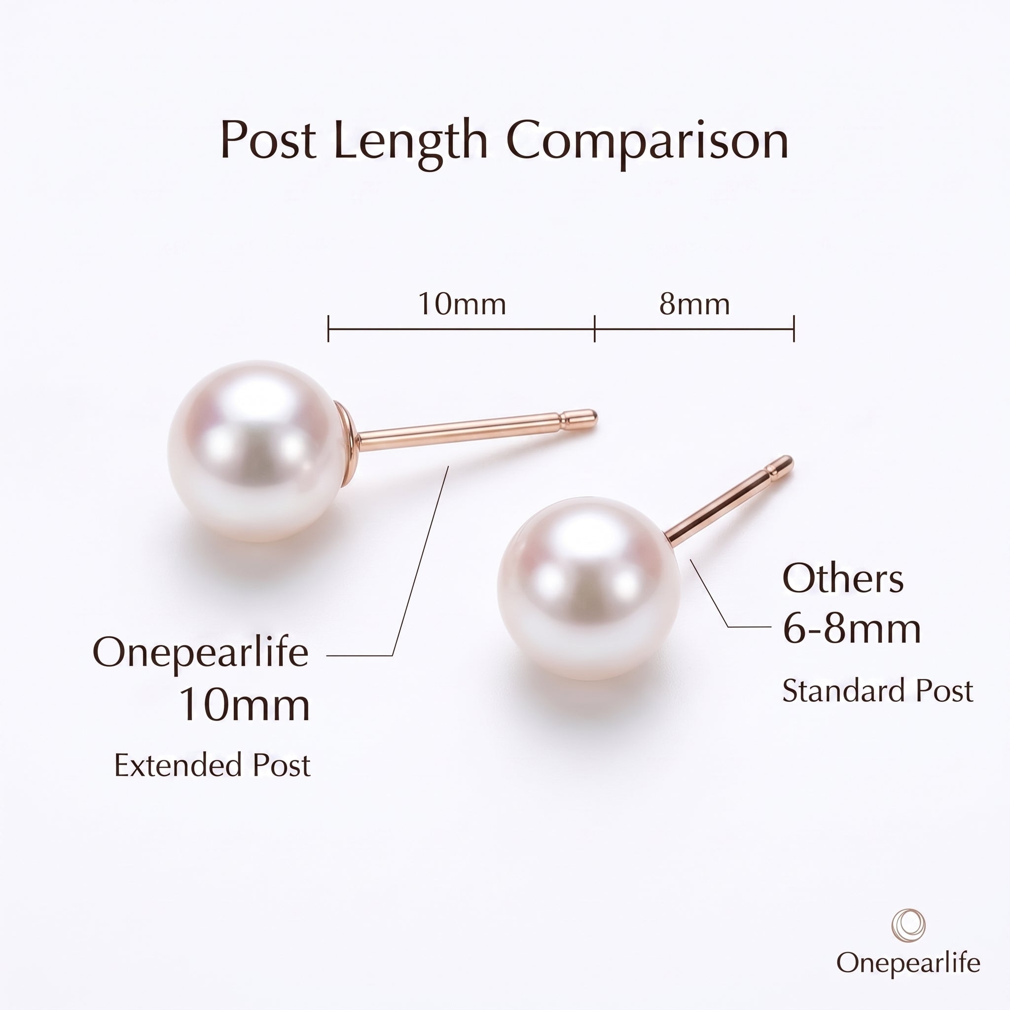 18K Solid Gold Freshwater Pearl Stud Earrings | 3-7.5mm Hypoallergenic Earrings