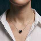 Genuine 10-10.5mm Tahitian Black Pearl Necklace, 18K White Gold Luxury Pendant – Certified Fine Jewelry