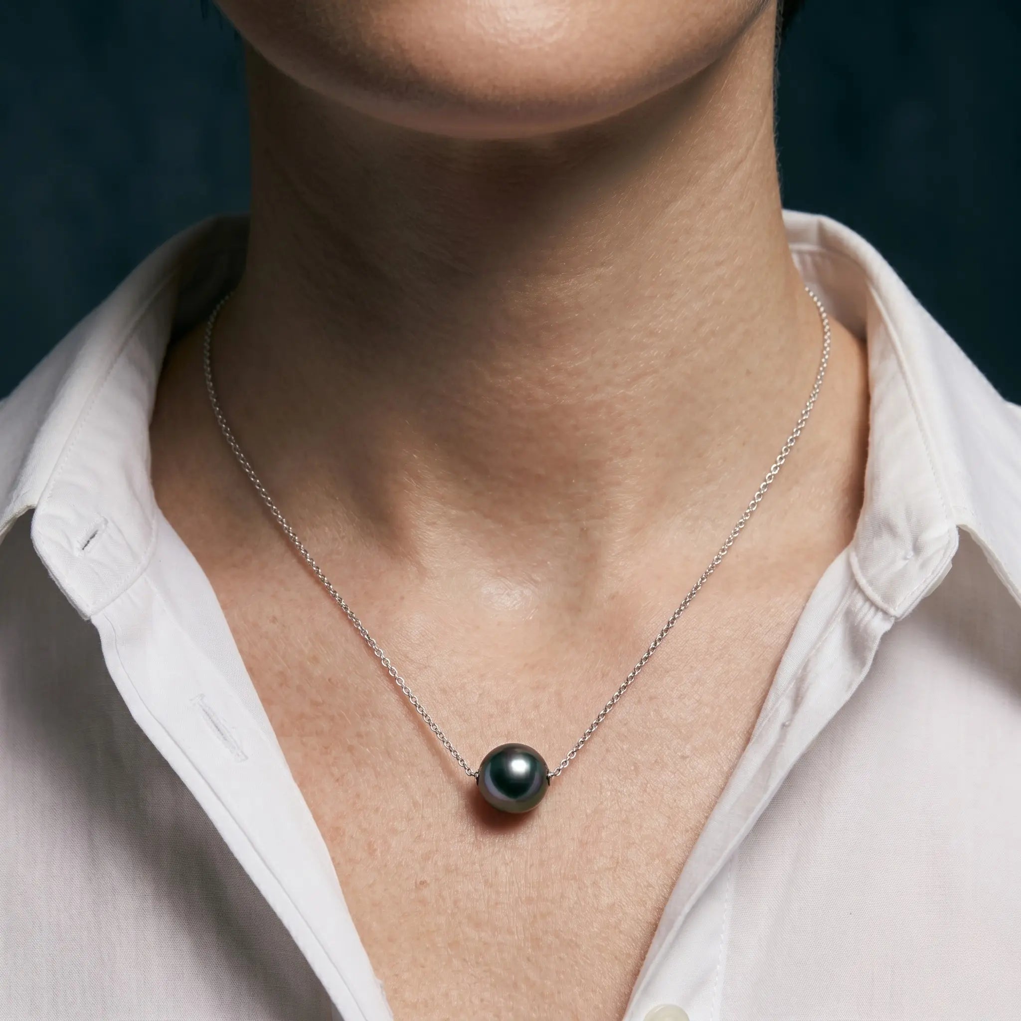 Genuine 10-10.5mm Tahitian Black Pearl Necklace, 18K White Gold Luxury Pendant – Certified Fine Jewelry