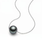 Genuine 10-10.5mm Tahitian Black Pearl Necklace, 18K White Gold Luxury Pendant – Certified Fine Jewelry