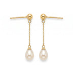 18K gold Taihu freshwater rice pearl threader earrings featuring luminous teardrop pearls and a minimalist long-chain design.