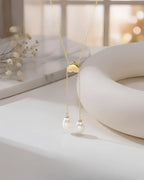 Marielle – AAA Grade Oval Pearl Heart Slide Necklace