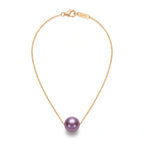 18K Solid Gold 9–9.5mm AAA Purple Edison Pearl Pendant Necklace