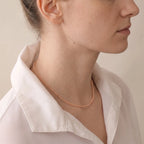 18K Solid Gold 2-2.5mm Petite Peach Pearl Choker Necklace