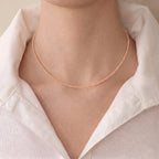 18K Solid Gold 2-2.5mm Petite Peach Pearl Choker Necklace