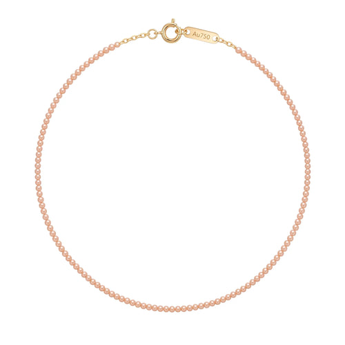 18K Solid Gold 2-2.5mm Petite Peach Pearl Choker Necklace
