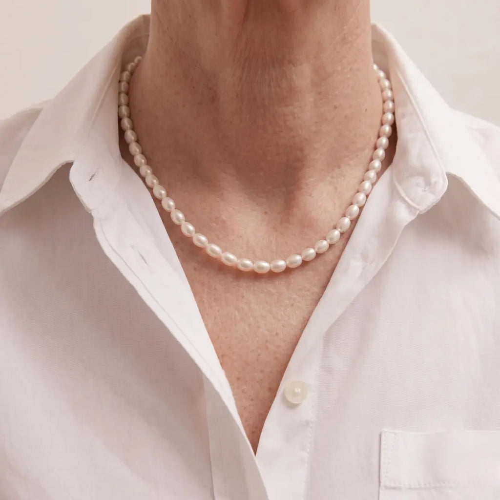 7-8mm Unique Natural Rice Freshwater Pearl Necklace