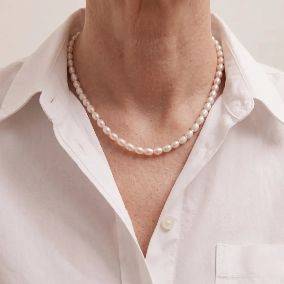 7-8mm Unique Natural Rice Freshwater Pearl Necklace