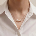 925 Sterling Silver Triple Pearl Necklace, 7-7.5mm White Freshwater Pearls