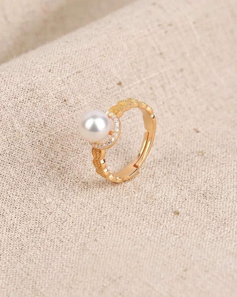 7-7.5mm White Janpanese Akoya Ring