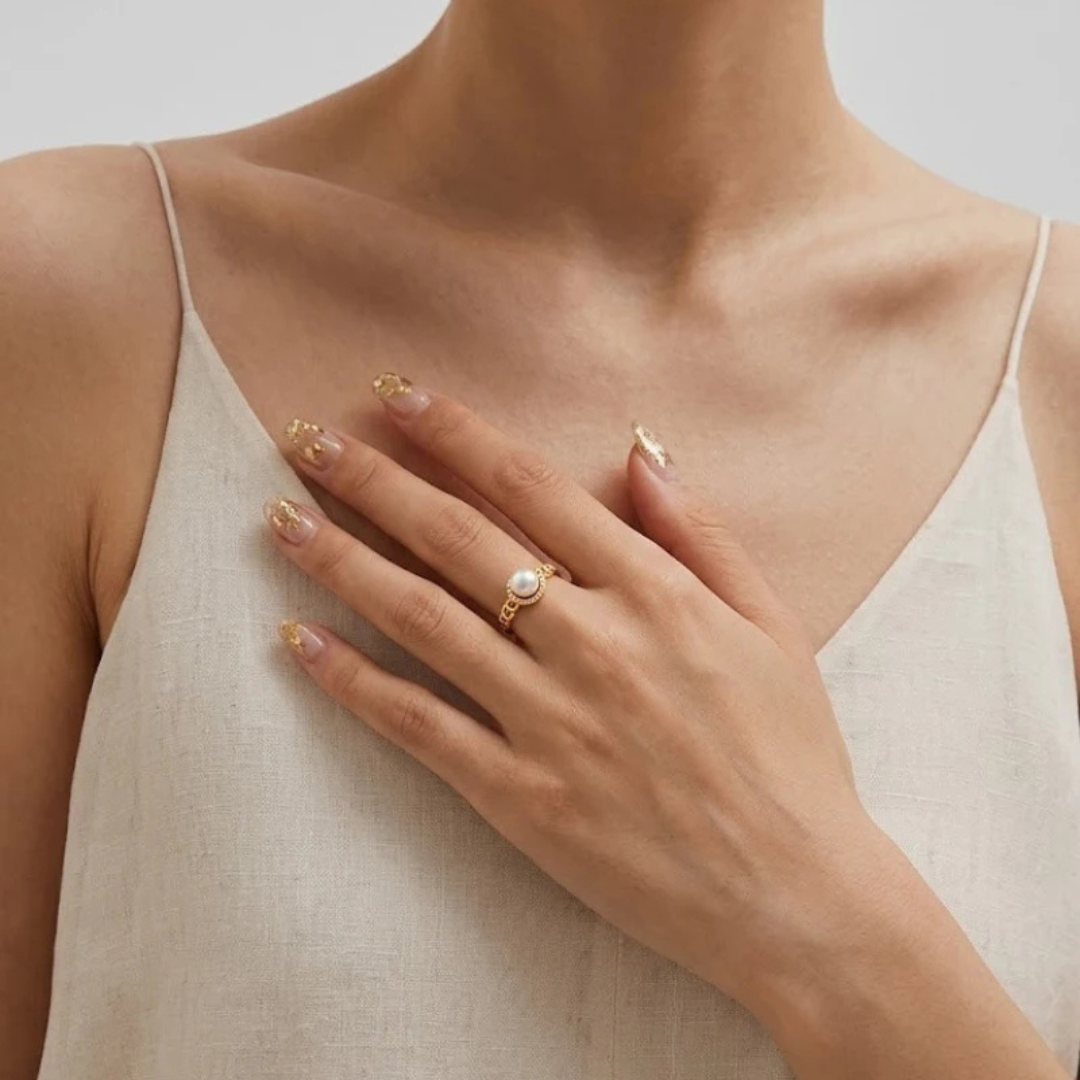 Japanese Akoya Pearl Ring, 7-7.5mm Genuine White Pearl Jewelry