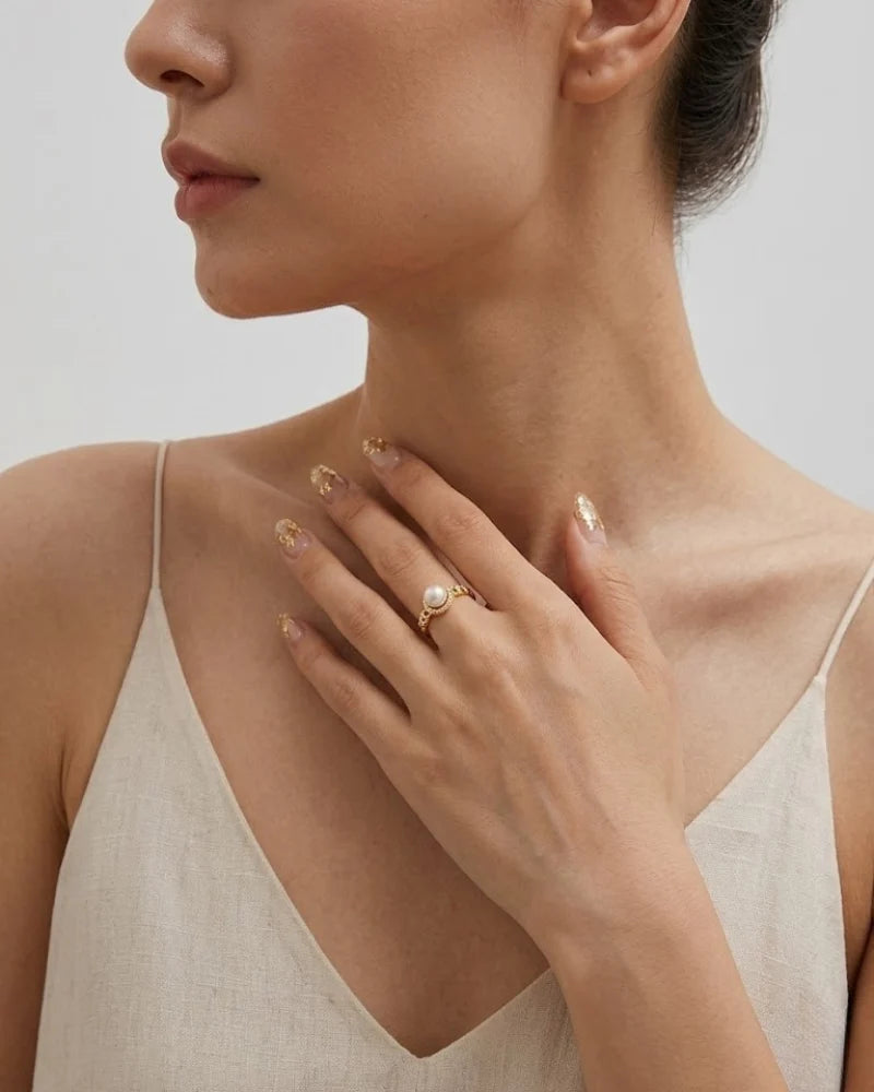 7-7.5mm White Janpanese Akoya Ring