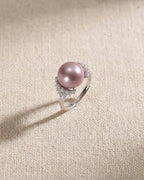 11-12mm Jumbo Purple Edison Pearl Ring, Adjustable S925 Sterling Silver Ring