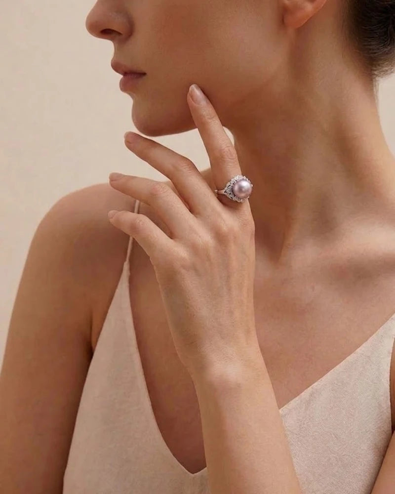 11-12mm Purple Freshwater Adjustable Pearl Ring