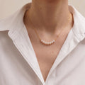 18K Gold Japanese Akoya Pearl Necklace, Lucky 7 Smile Design 5-5.5mm Pearls