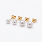 Solid 18K Gold Tiny Japanese Akoya Pearl Stud Earrings