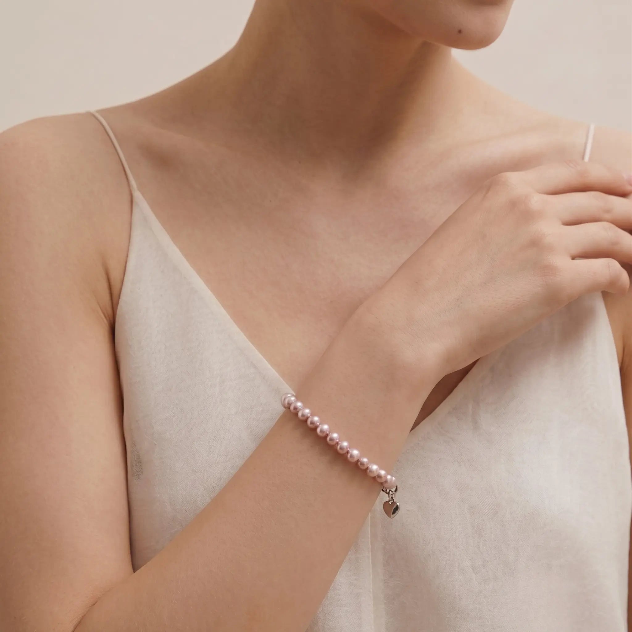 Real 7-7.5mm Purple Lavender Cultured Pearl Strand Bracelet