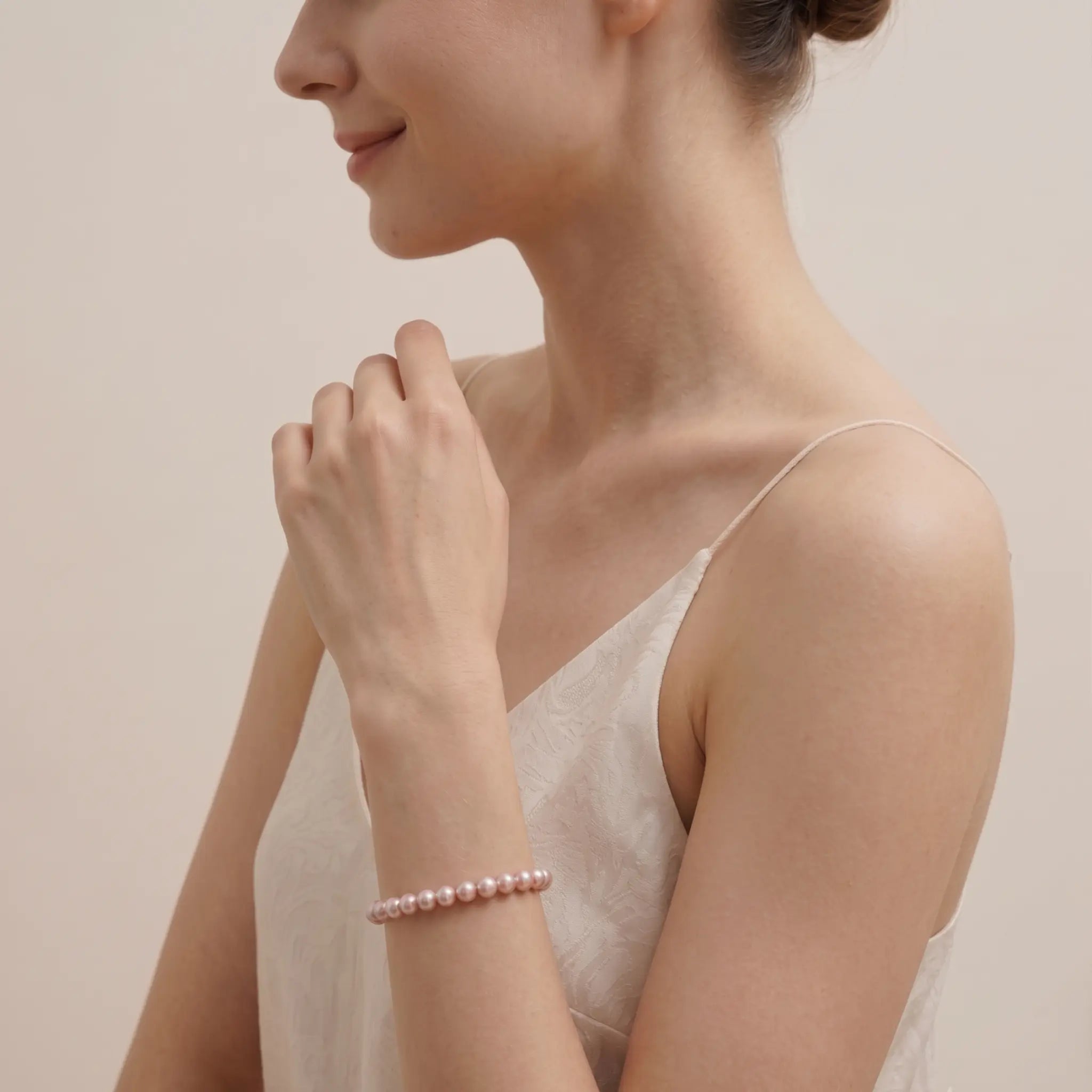 Real 7-7.5mm Purple Lavender Cultured Pearl Strand Bracelet