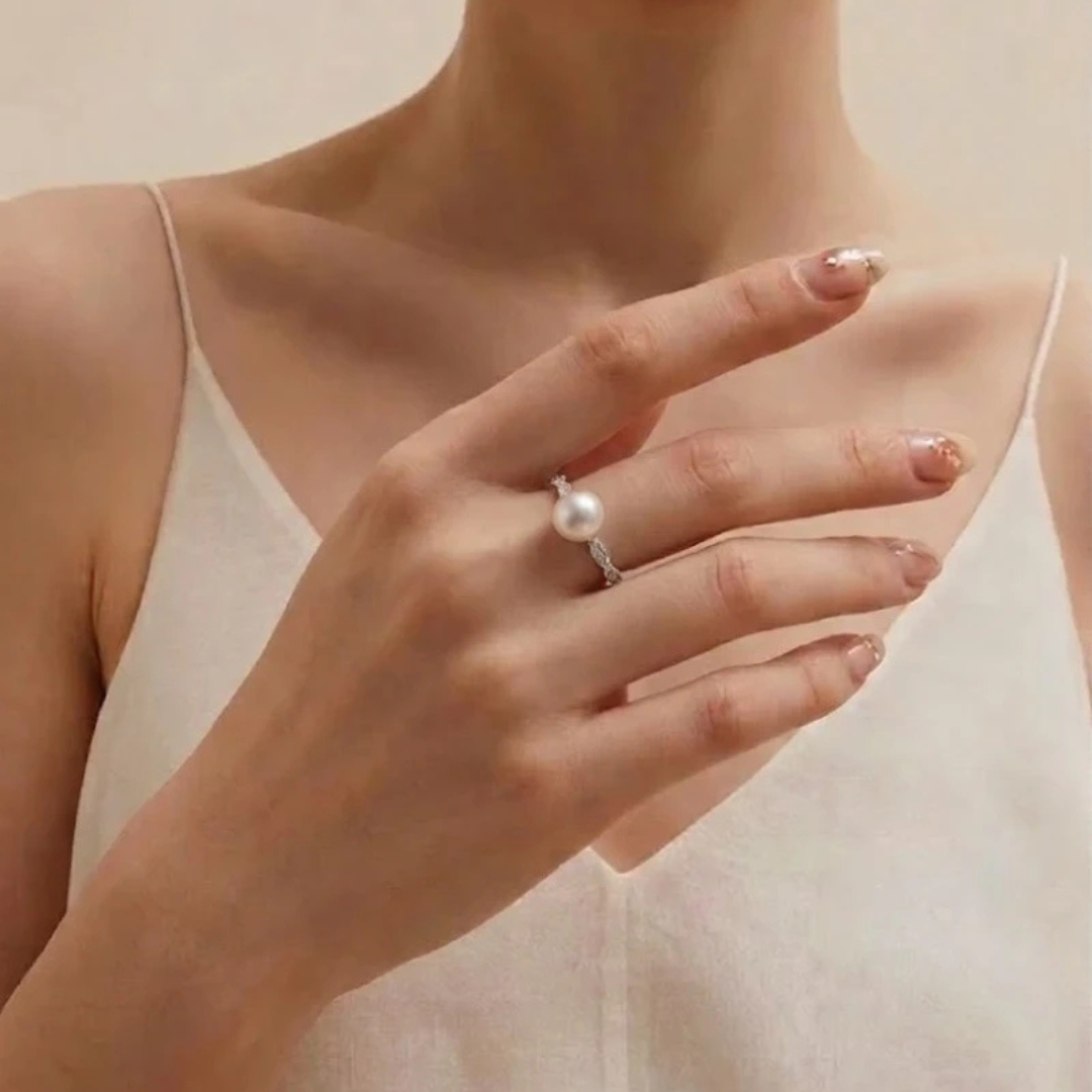 9-9.5mm White Freshwater Pearl Ring, S925 Sterling Silver Fine Jewelry