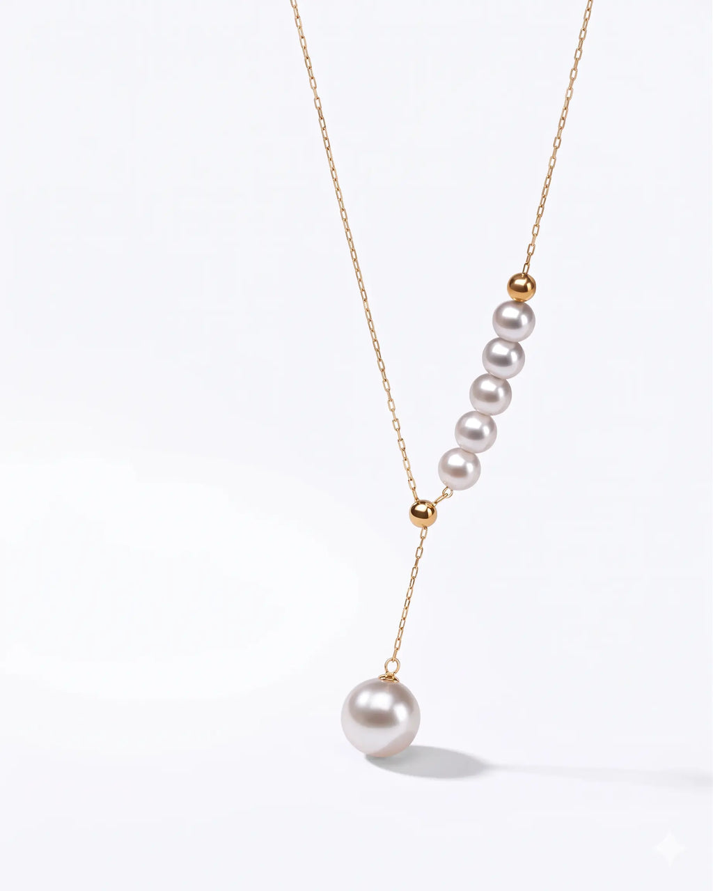 18K Gold Japanese Akoya Pearl Necklace, 4.5mm-8.5mm Genuine White Pearls