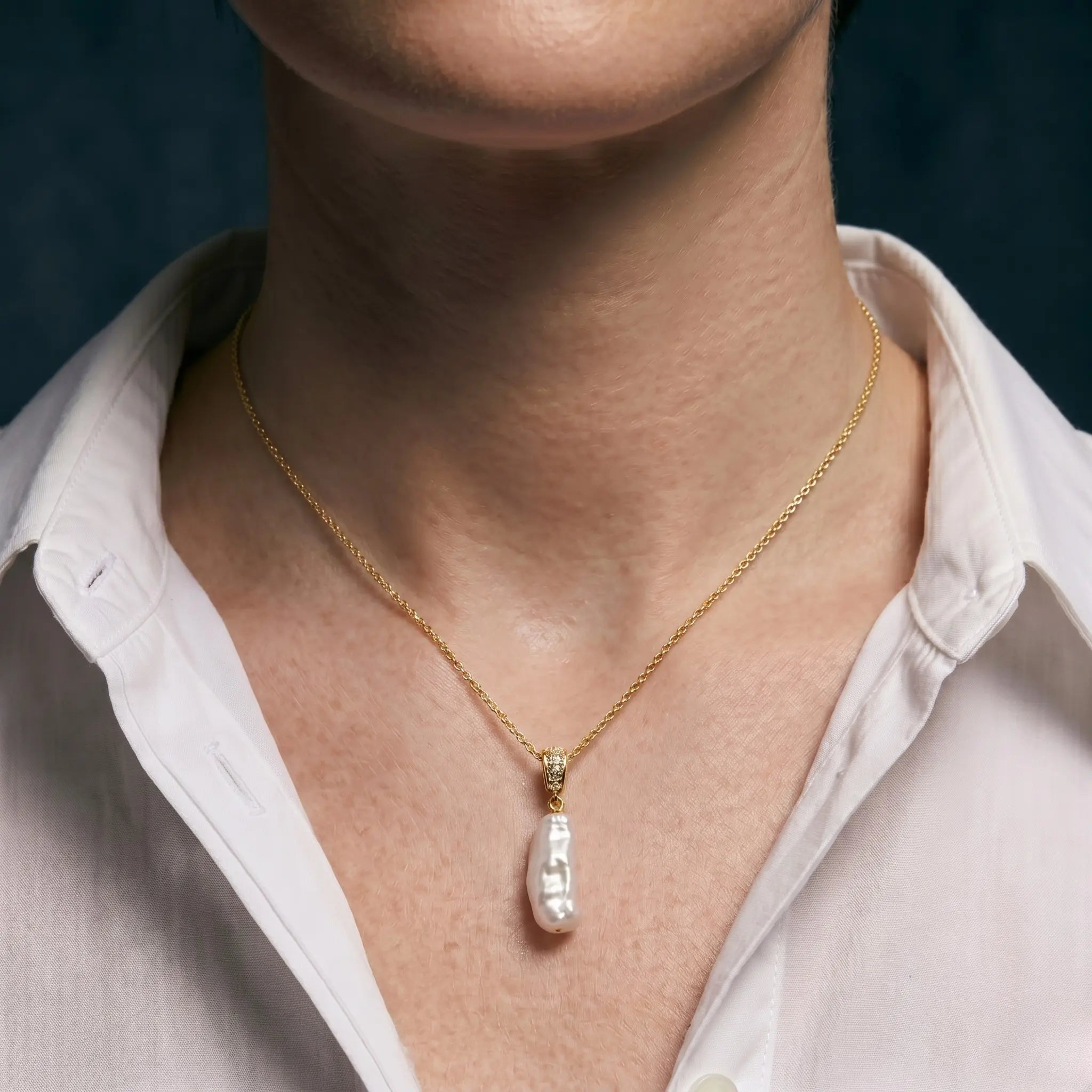 Unique Long Teardrop Baroque Pearl Pendant, Natural Large Pearl Necklace