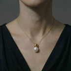 Minimalist 12mm-12.5mm Large Gold Teardrop Pearl Necklace