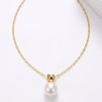 Minimalist 12mm-12.5mm Large Gold Teardrop Pearl Necklace