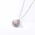 Dainty White Freshwater Pearl Teardrop Necklace 7-7.5mm