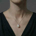 10-10.5mm Large White Pearl Pendant, Minimalist Freshwater Pearl Jewelry