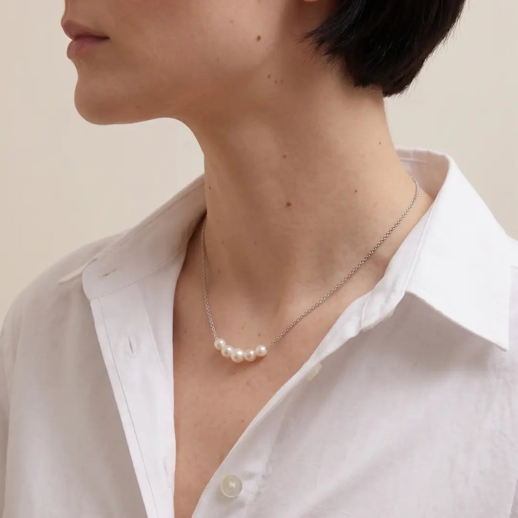 925 Sterling Silver Pearl Pendant, 5-5.5mm Dainty Freshwater Pearl Necklace