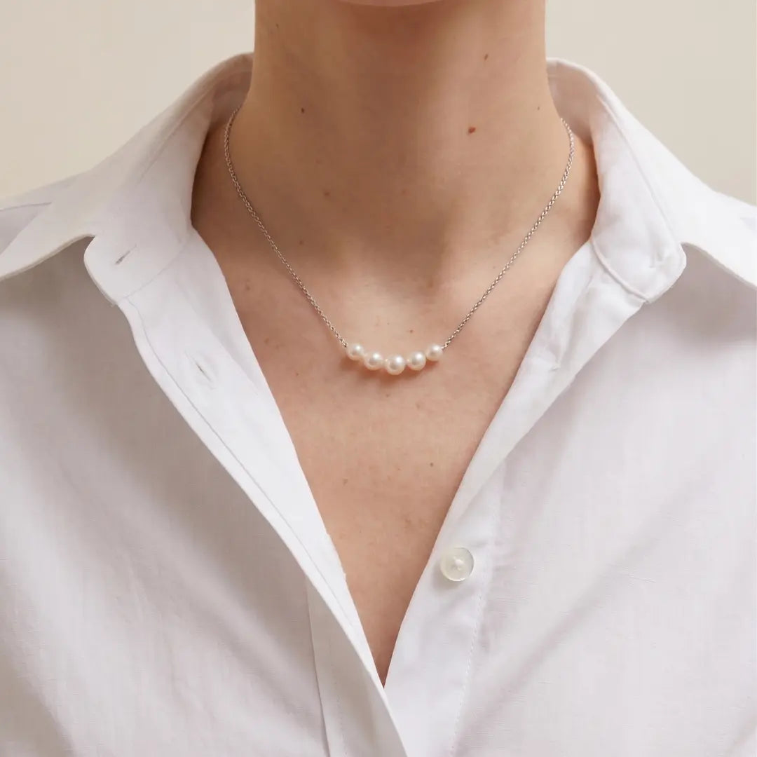 925 Sterling Silver Pearl Pendant, 5-5.5mm Dainty Freshwater Pearl Necklace