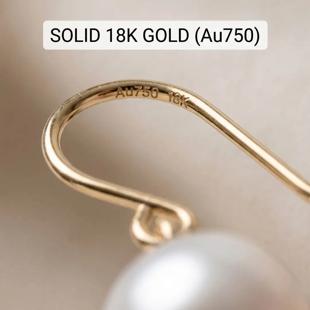 Golden Untreated Dewdrop Akoya Pearl Hook Earrings (18K Solid Gold)