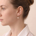 18K Solid Gold Akoya Pearl Drop Earrings 5-7.5mm for Women