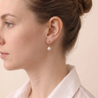 18K Solid Gold Akoya Pearl Drop Earrings 5-7.5mm for Women