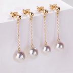 6-7.5mm 18K Gold Janpanese Akoya Pearl Earrings