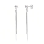 Japanese Akoya Pearl Long Chain Dangle Earrings - 18K White Gold Plated Sterling Silver