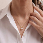 7-7.5mm White Cultured Freshwater Pearl Mobius Loop Pendant Necklace
