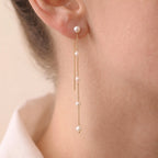 18K Solid Gold 3-3.5mm Japanese Akoya Pearl Ear Threaders for Women