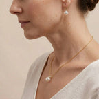 Minimalist 3-Pearl Balance Necklace, 8-8.5mm Genuine White Pearl Pendant
