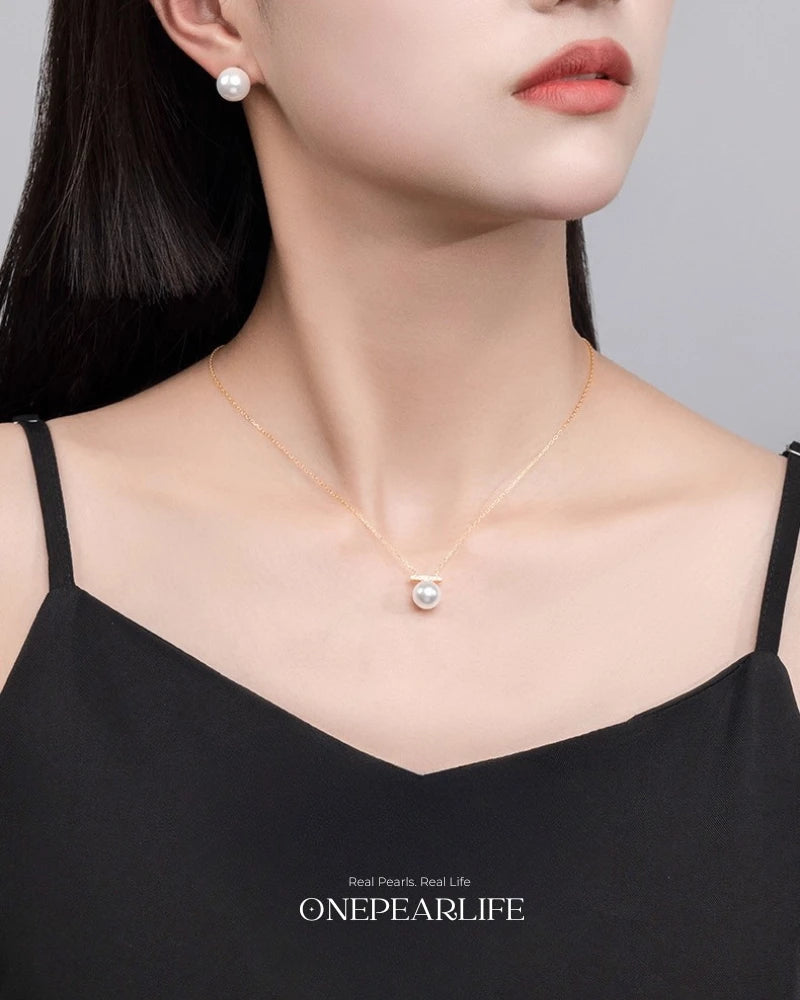 Alinea – AAA Pearl Linear Balance Bar Pendant Necklace