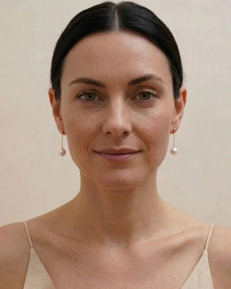 6-7.5mm 18K Gold Janpanese Akoya Pearl Earrings