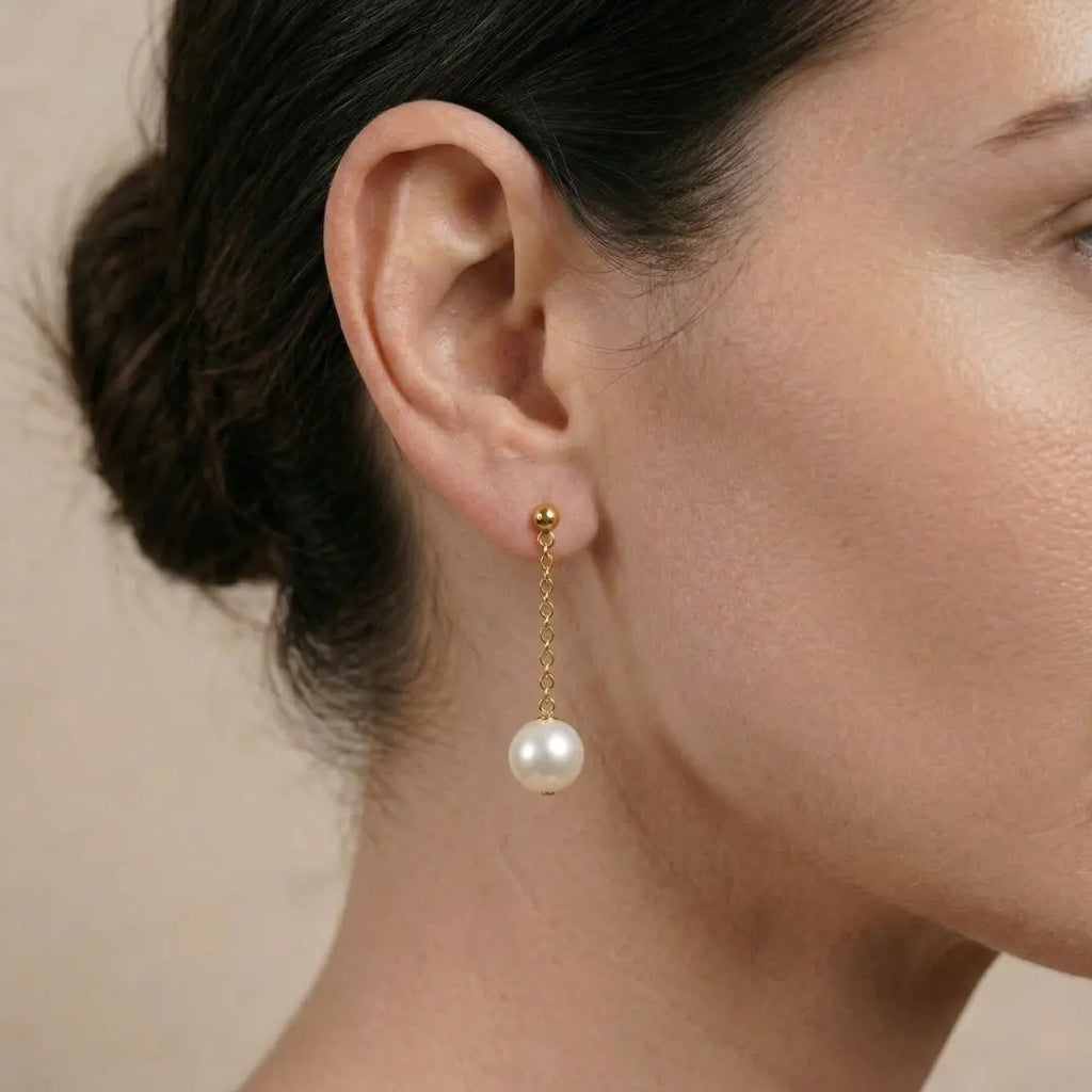 6-7.5mm 18K Gold Janpanese Akoya Pearl Earrings